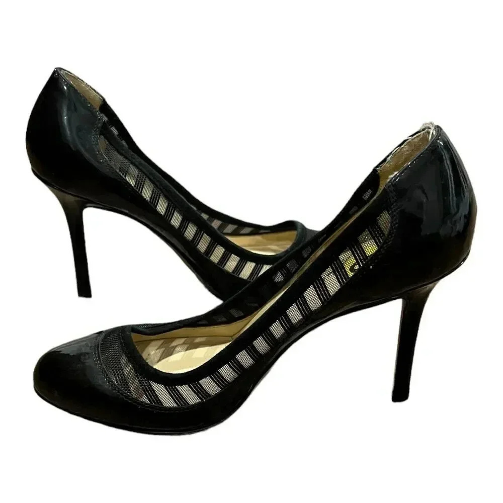 Kate Spade Black Glossy Mesh Heel Pumps 5